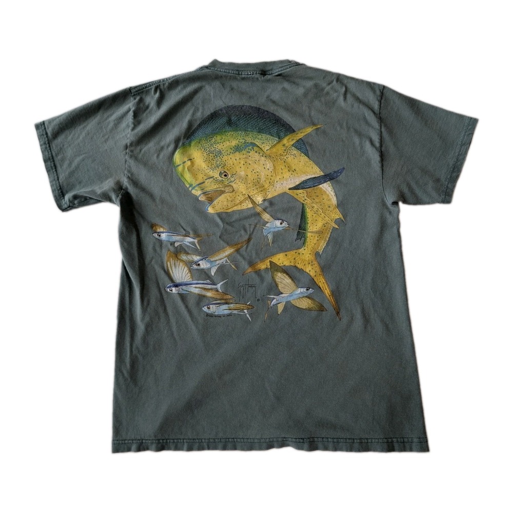 Vintage 2004 Guy Harvey Mahi Mahi Dolphin Flying Fish T-ShirtMedium